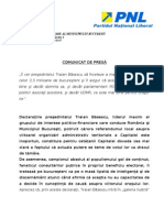 Comunicat de Presa PNL Bucuresti - Reactie Traian Basescu - 19 Mai 2011
