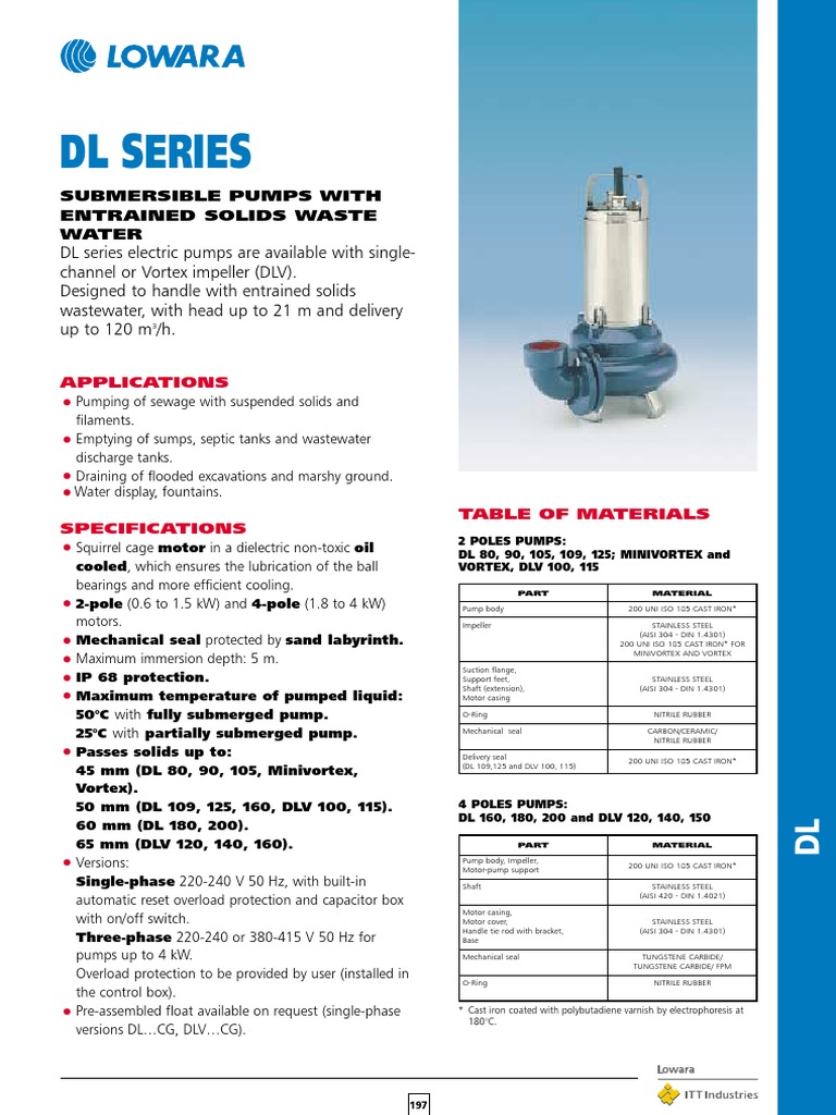 DL Submersible Wastewater Pumps Overview | PDF | Pump | Liquids