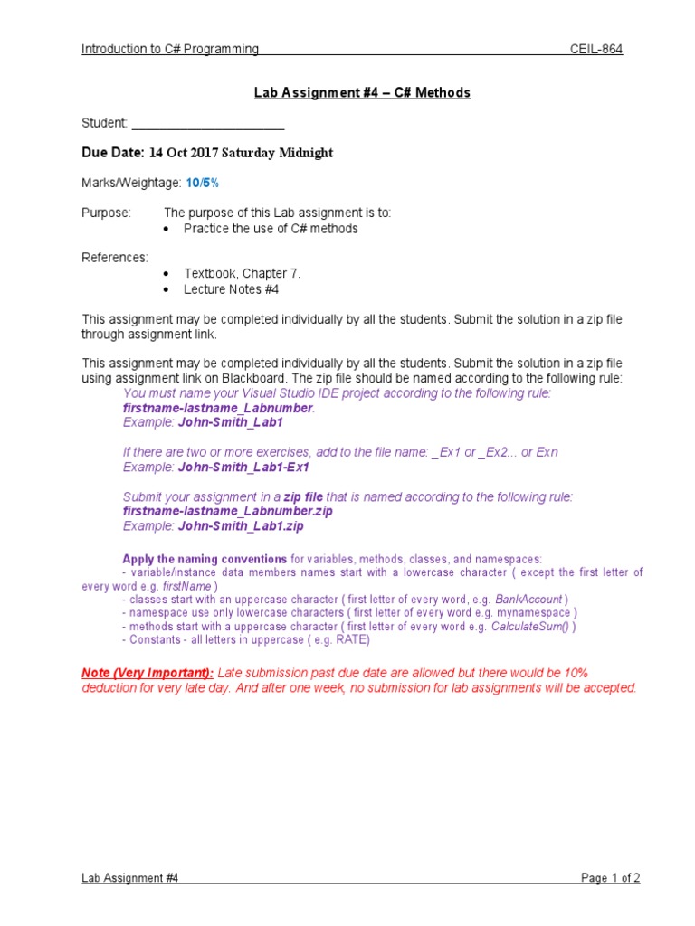 C# Methods Lab Assignment | PDF | Letter Case | C Sharp (Programming ...