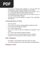 Datatype of SQL