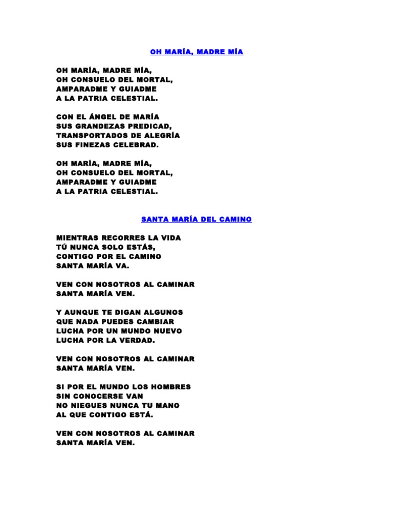 Oh Maria Madre Mia Oh maria madre mia cantos marianos 12. oh maria madre mia