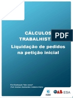 Cálculos trabalhistas na petição inicial