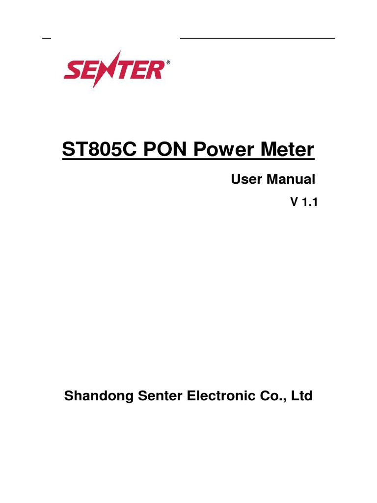 ST805C PON Power Meter User Manual PDF Usb Computer Network