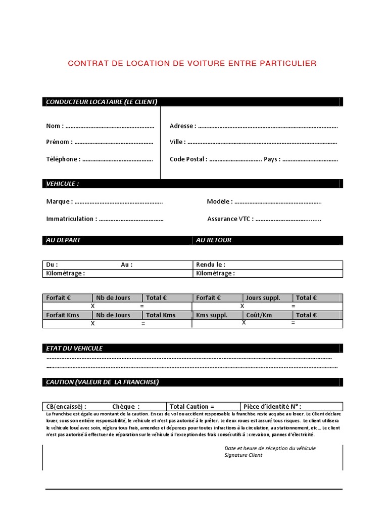 Excel Carnet D entretien Voiture A Imprimer Gratuit Contrat Location Vierge | PDF | Véhicules | Technologie des véhicules