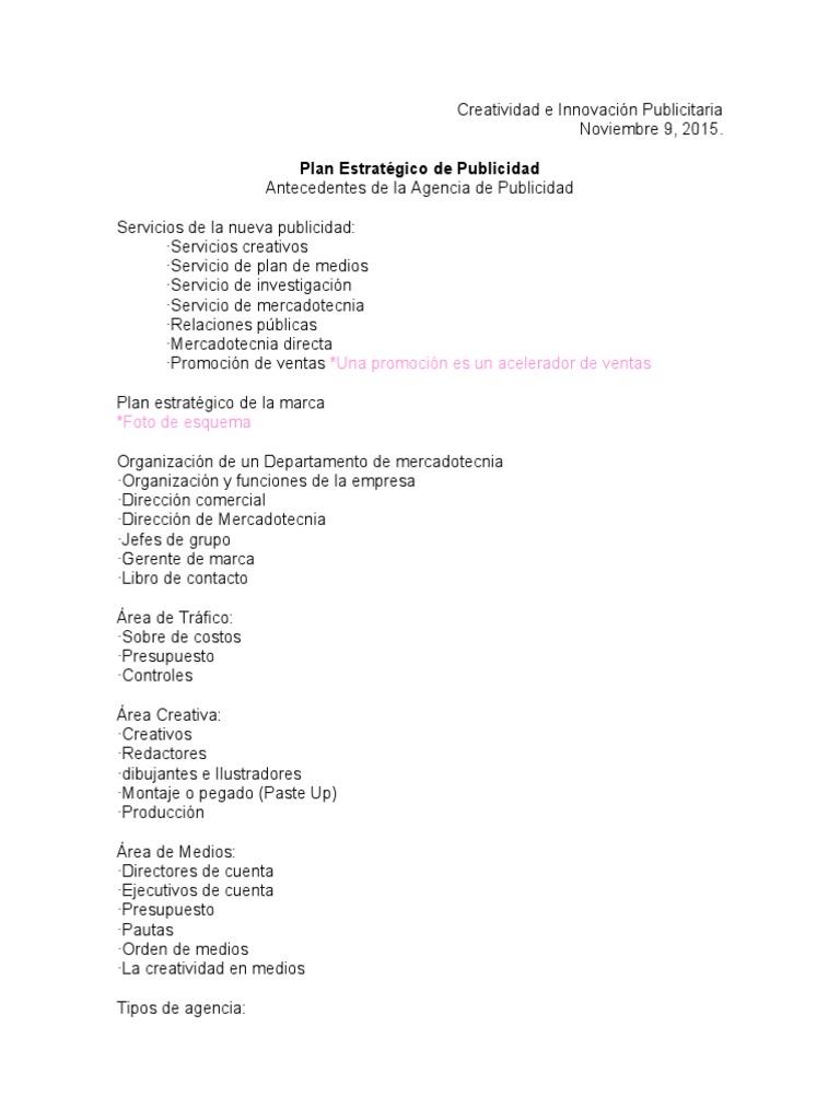 Plan Estratégico de Publicidad y Medios | PDF | Marketing ...