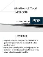 Determination of Total Leverage: - Savinaya Prasad K 1PT10MBA44