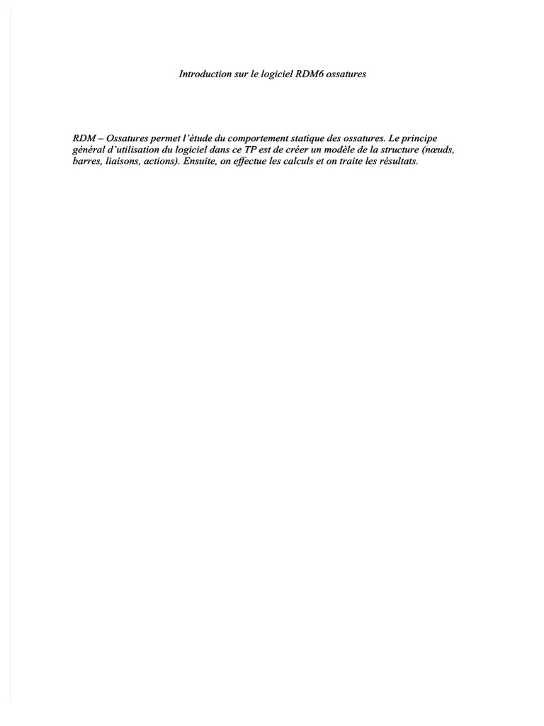 Introduction au logiciel RDM6 Ossatures | PDF | Flexion (matériau ...