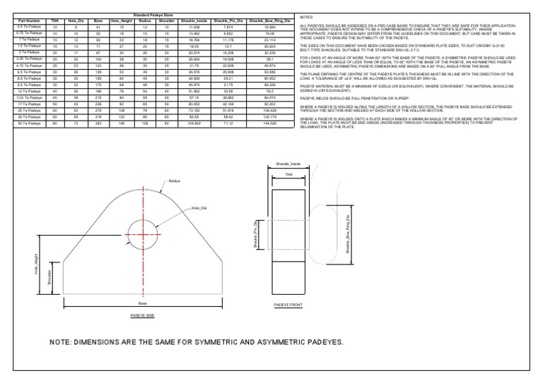 Standard Padeye Sheet PDF Mechanical Engineering Applied And