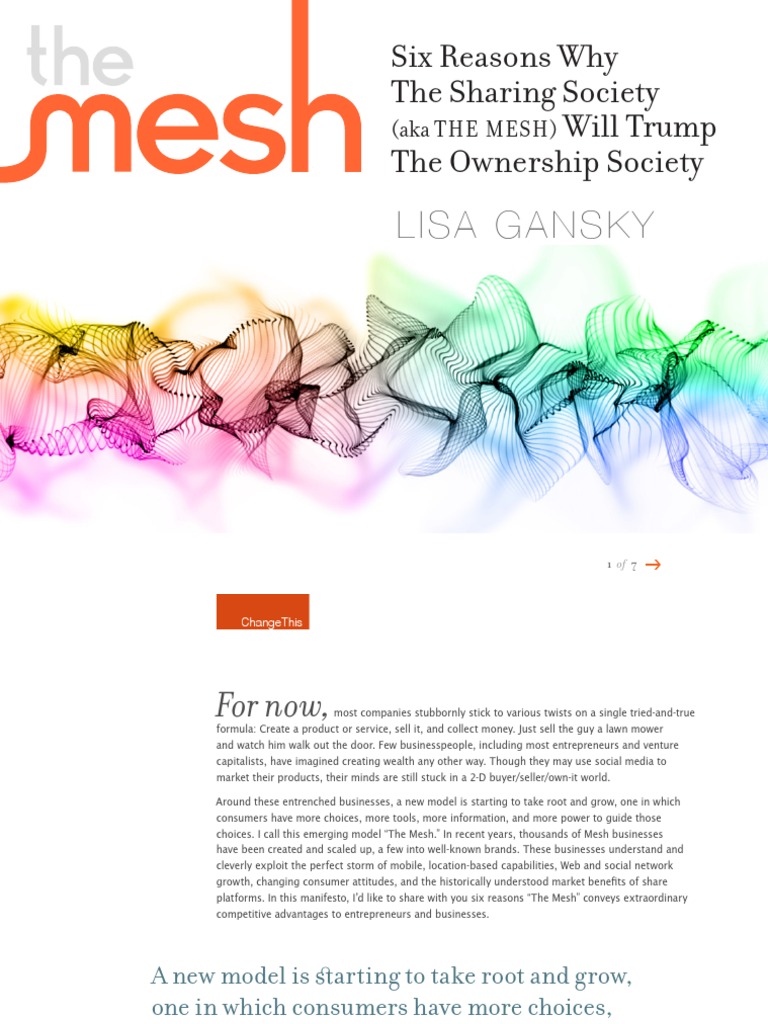 The Manifesto Mesh by Lisa Gansky | PDF | Sharing Economy | Car