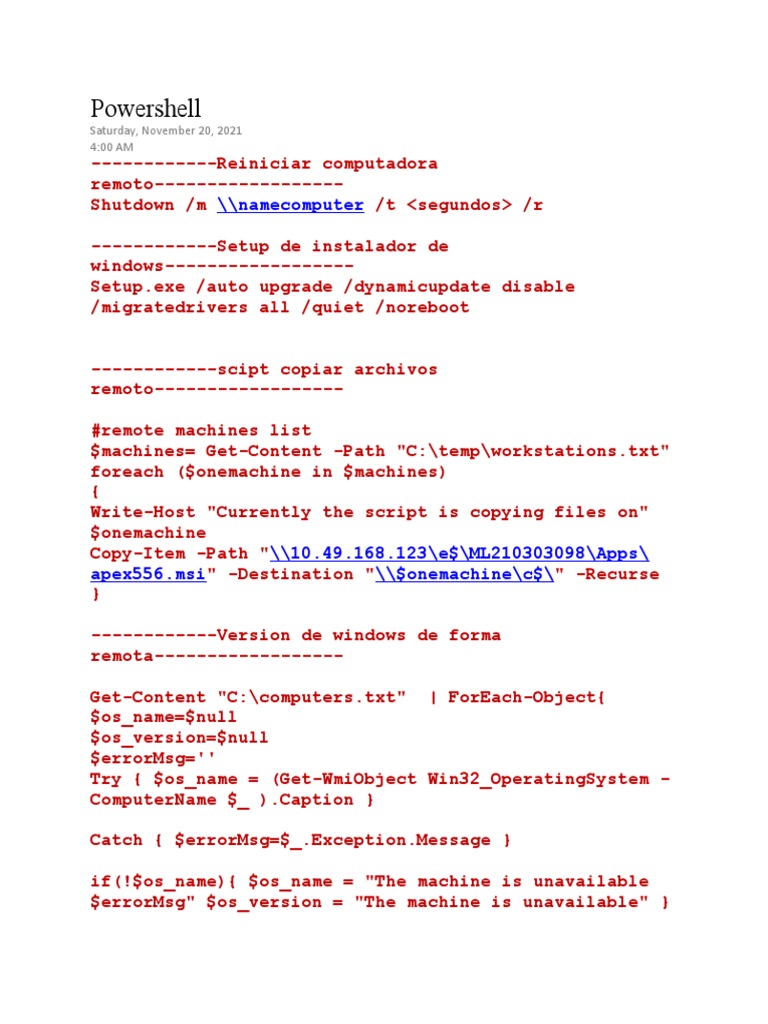 Remote PowerShell Commands Guide | PDF