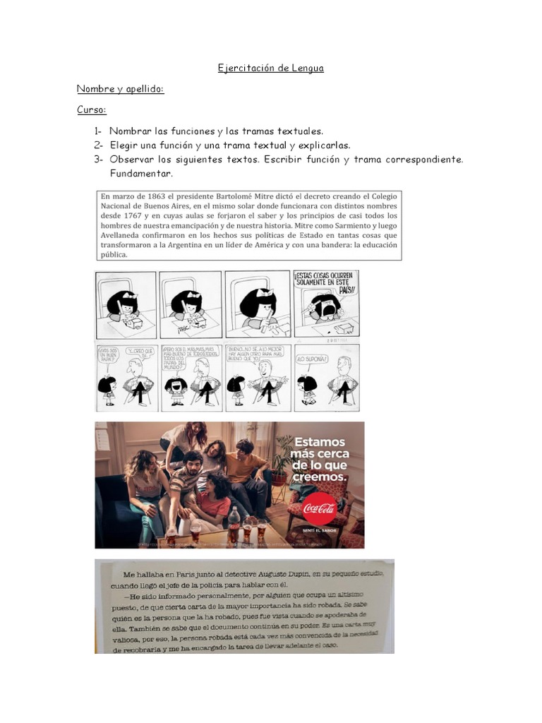 Ejercicios de Tramas Textuales y Funciones | PDF