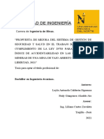 Propuesta de mejora del SGSST en mina de oro para reducir accidentes