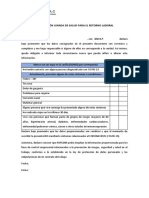 Declaración Jurada de Salud para El Retorno Laboral