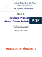 Aula 1 - Modelos atômicos 1 - Dalton, Thomson, Rutherford, Bohr