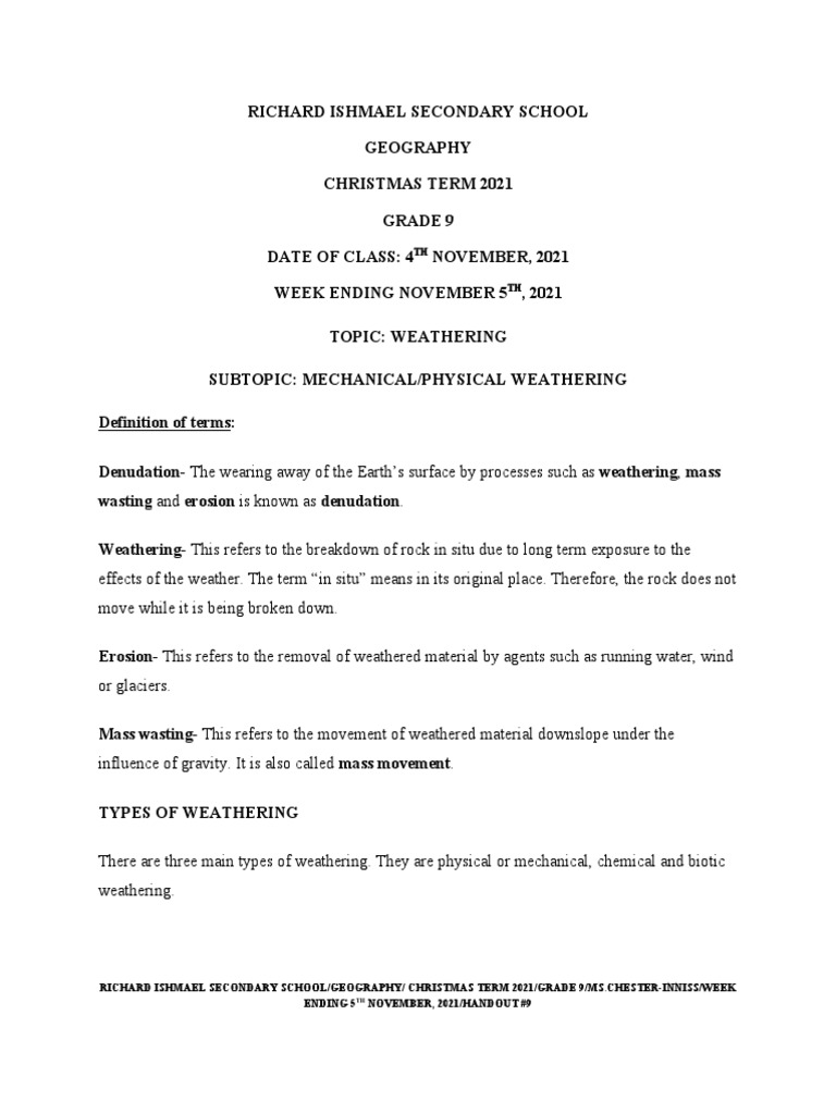 9 Grade 9GeographyChristmas Term 2021Week Ending 5th November 2021