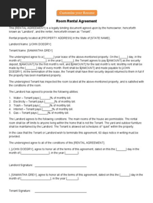 Room Rental Agreement