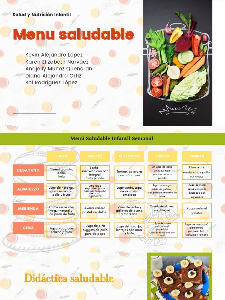 Menú Saludable | PDF | Ingredientes de comida | Preparación de comida y ...