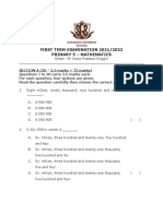 Primary 5 - Mathematics - First Term Examination 2021-2022