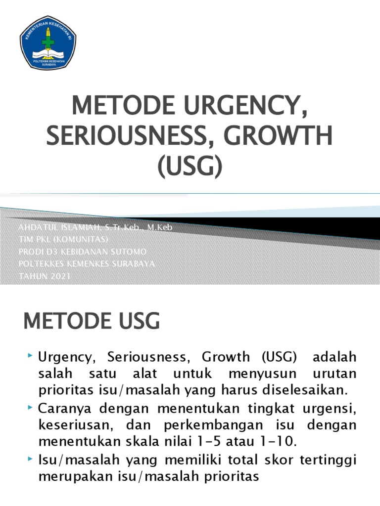 Metode USG untuk Prioritas Masalah Kesehatan | PDF | Karier ...