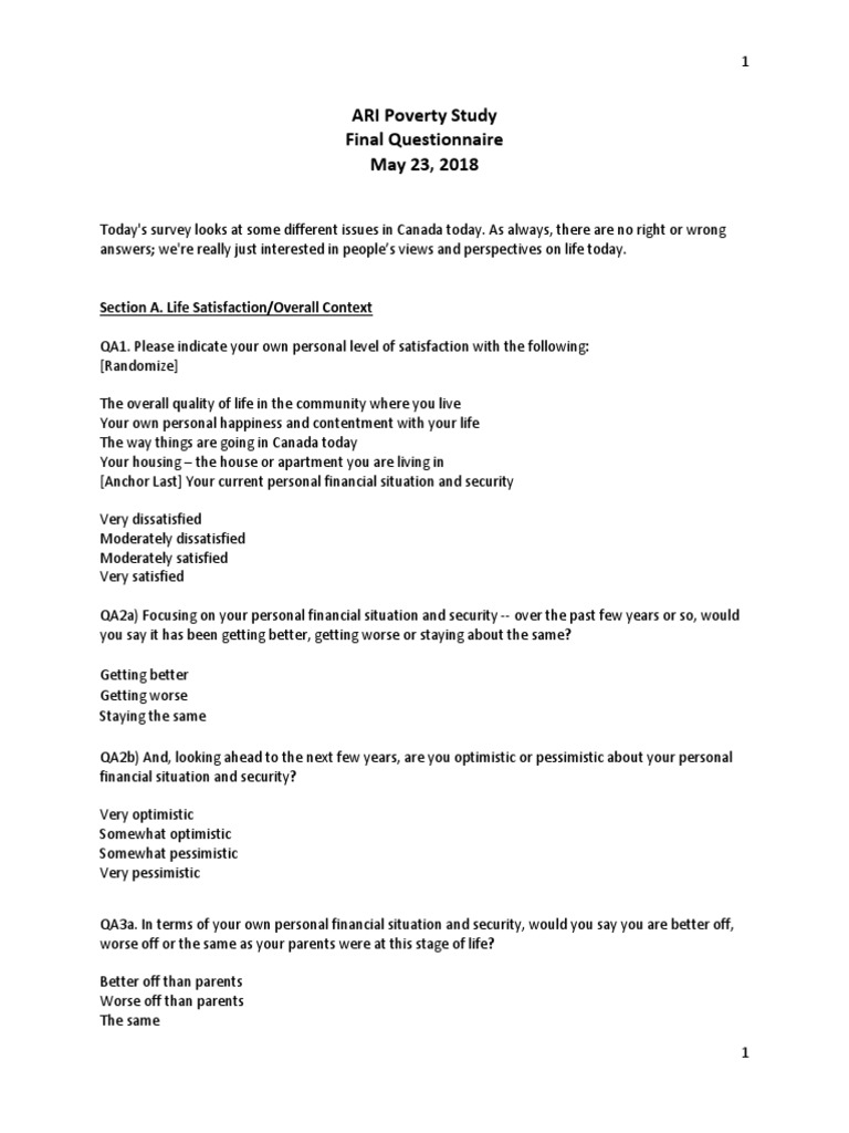 Poverty Questionnaire | PDF | Poverty | Poverty &amp; Homelessness