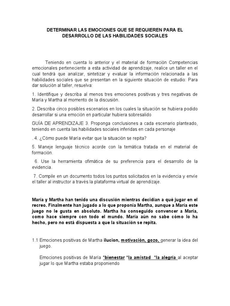 Emociones y Habilidades Sociales en Conflictos | PDF | Las emociones ...