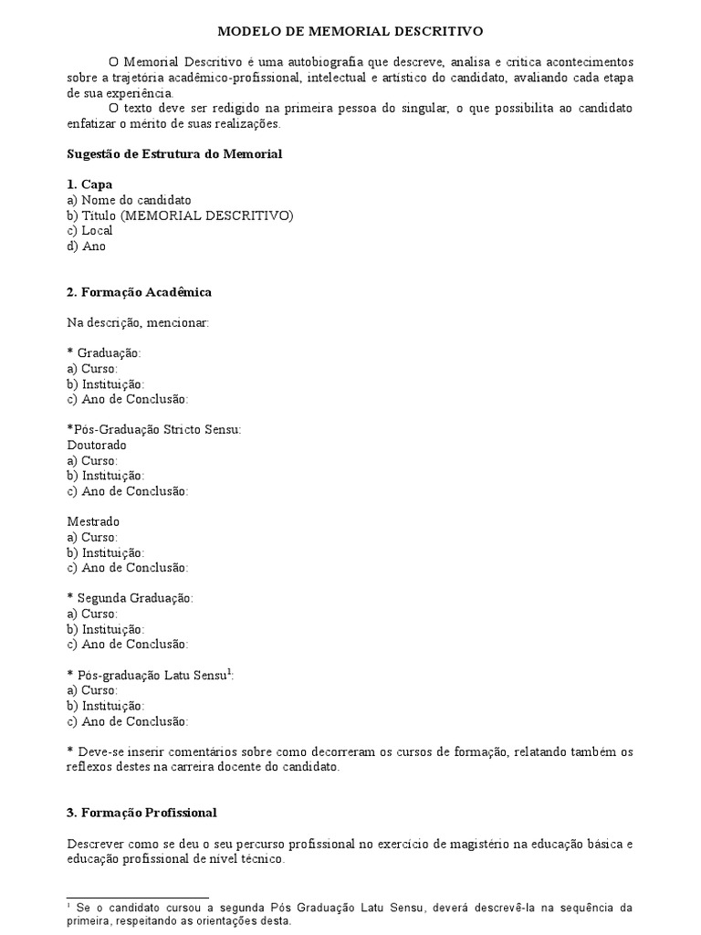 Modelo de Memorial Descritivo | PDF