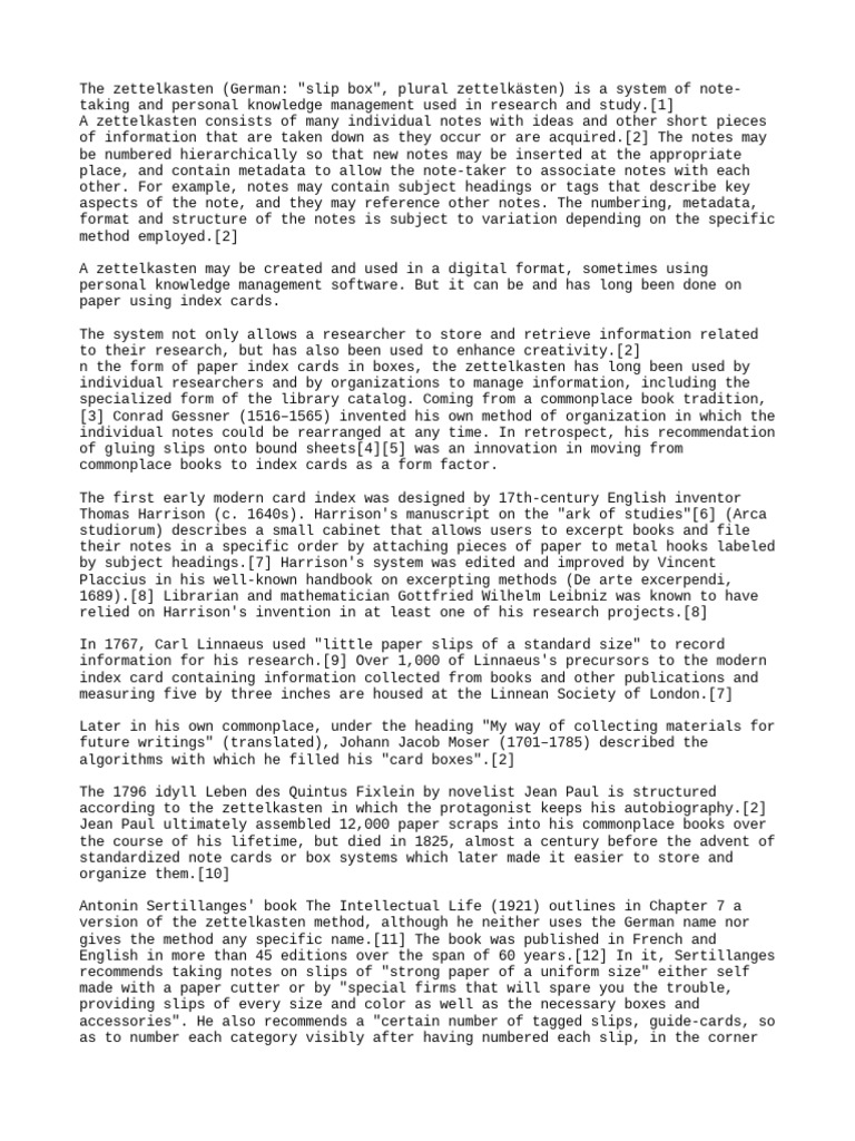 Zettelkasten PDF Information Technology Management Cognitive Science