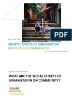 Societal Effects of Urbanization: Cities and Communities