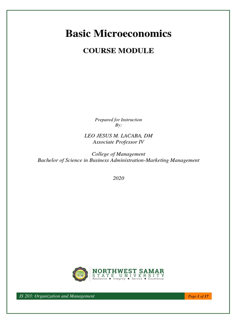 Basic Microeconomics Course Module | PDF | Supply (Economics) | Demand