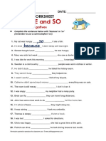 And but So Because - Grammar Worksheet