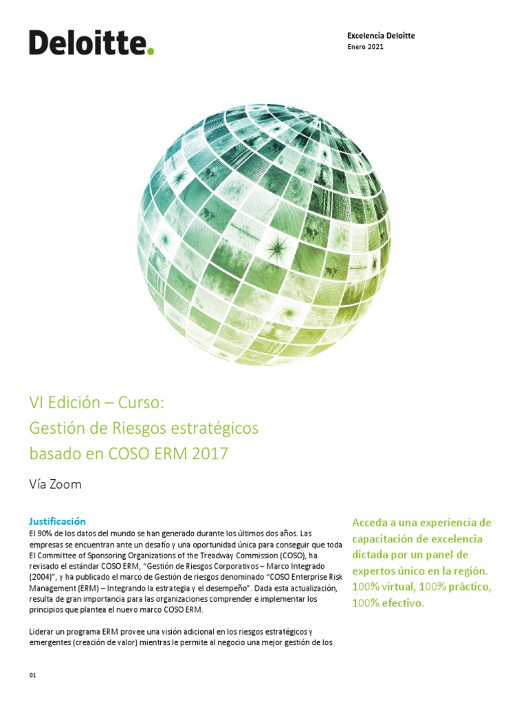 VI Edición Curso Gestión de Riesgos Basado en COSO ERM 2017 | PDF ...