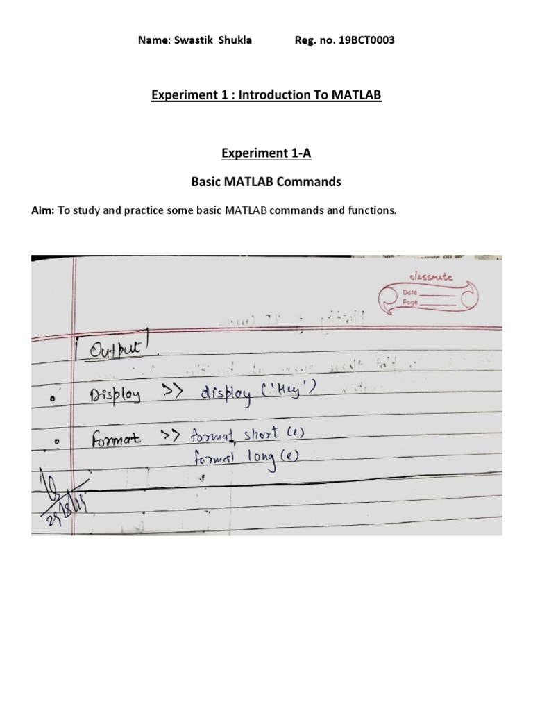 MATLAB Questions and Answers 1 PDF Mathematics Abstract Algebra