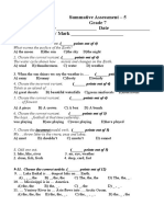 Summative Assessment - 5 Grade 7 Name - Date - Score/ Mark