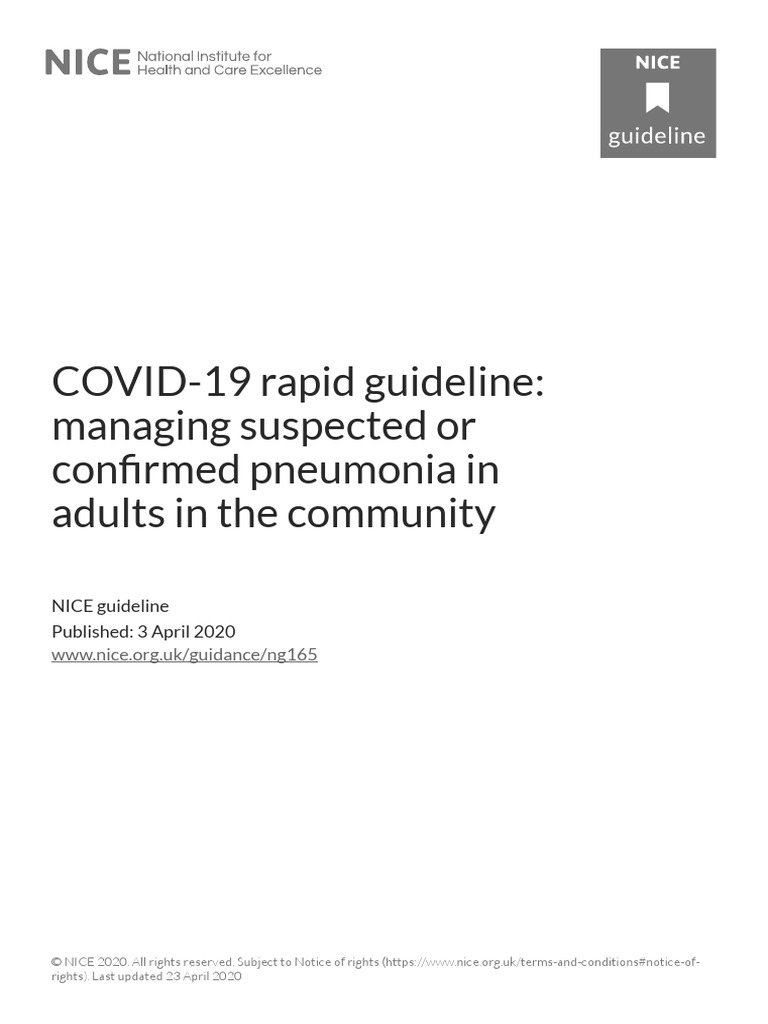 Covid19 Rapid Guideline Pneumonia in Adults in The Community | PDF ...