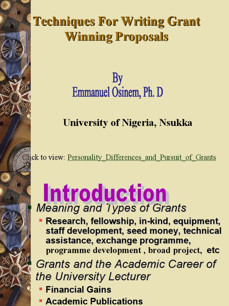 Techniques For Writing Grant Winning Proposals Pdf Grant Writing