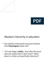 Maslow's hierarchy in education framework