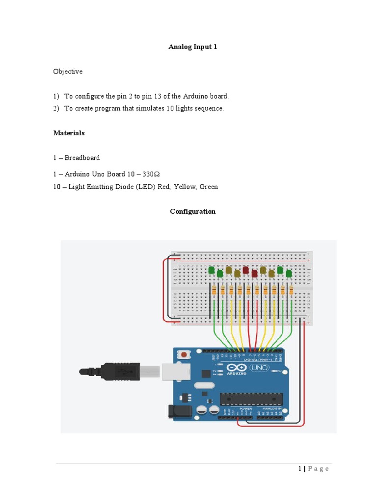 Objective 1) To Configure The Pin 2 To Pin 13 of The Arduino Board. 2 ...