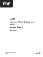 ACCA - Advanced Audit and Assurance (AAA) - Course Exam 2 Answers - 2019