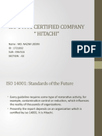 Iso 14001 Certified Company " Hitachi": Name: Md. Nazim Uddin ID: 1721832 SUB: ENV316 Section: 02