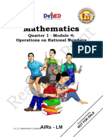 Mathematics: Quarter 1 - Module 4: Operations On Rational Numbers