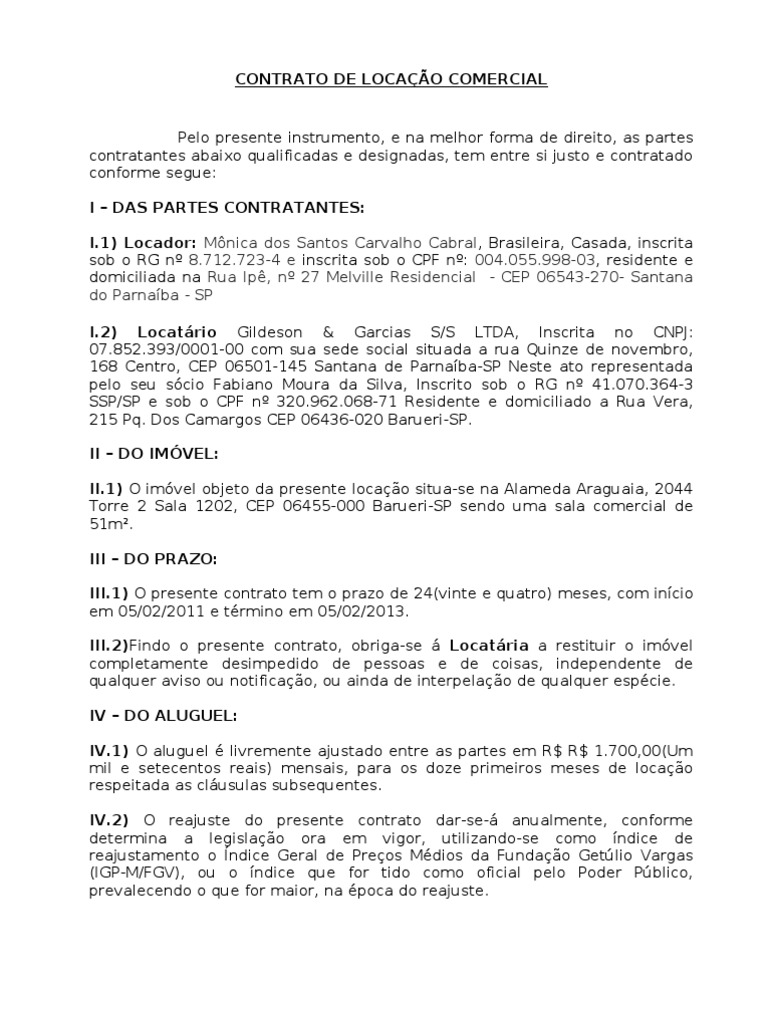 Contrato De Aluguel Residencial Simples Modelo - Vários Modelos
