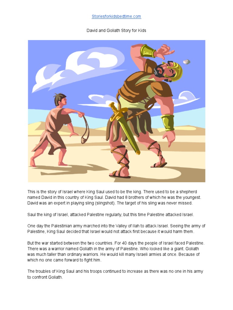 David and Goliath Story For Kids PDF Goliath David
