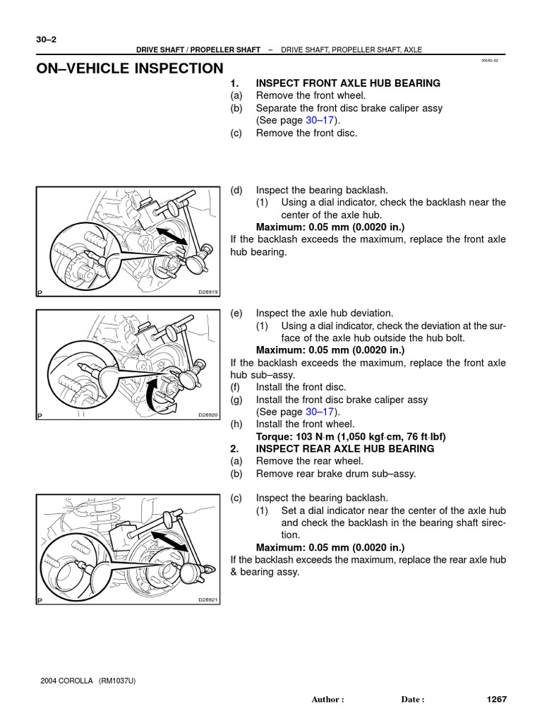 On Vehicle Inspection | PDF | Axle | Transport