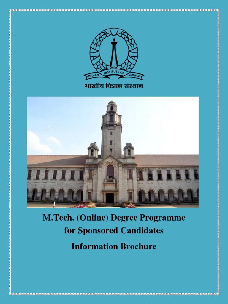Iisc Mtech Brochure | PDF | Academic Degree | Electronic Engineering