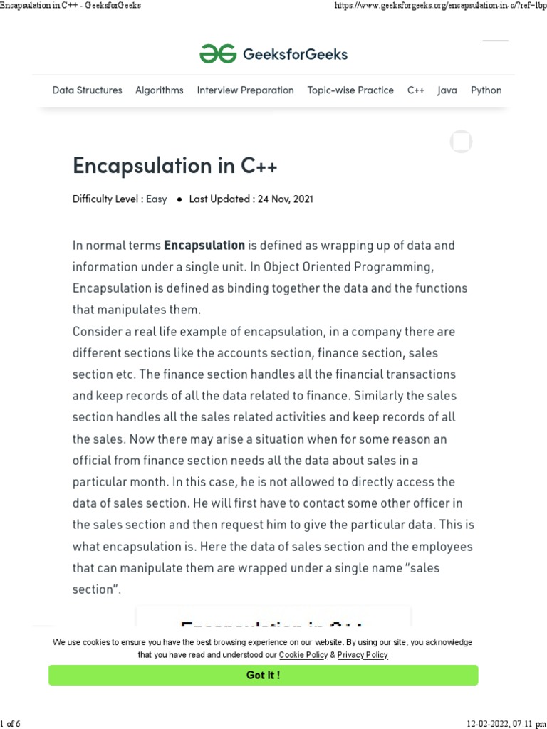 Encapsulation | PDF | C++ | Http Cookie