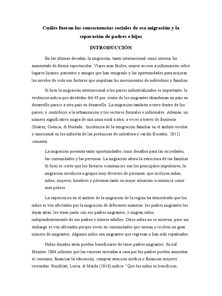 Consecuencias de La Migración | PDF | Migración humana | Inmigración