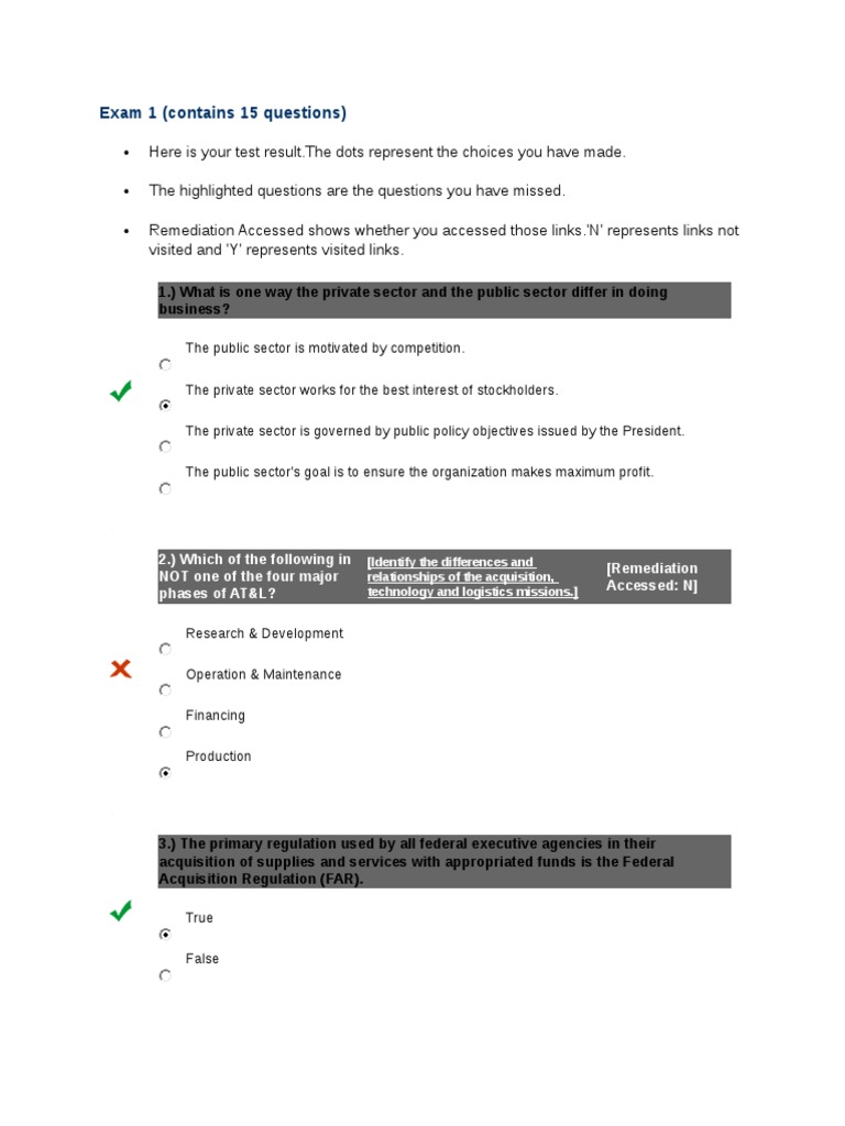 Exam 1 (Contains 15 Questions) PDF Government Accountability Office