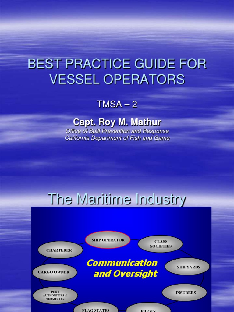 Best Practice Guide For Vessel Operators: Capt. Roy M. Mathur | PDF ...