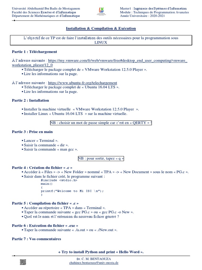 TP Programmation Python sous Linux | PDF