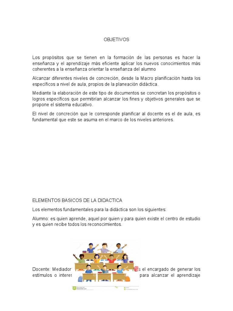 Elementos Basicos de La Didactica Objetivos | PDF | Aprendizaje ...